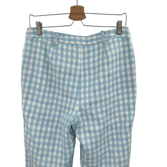 Revolve Assignment Chloe Trouser Pants Gingham Print Blue White Size Medium - Picture 8 of 13